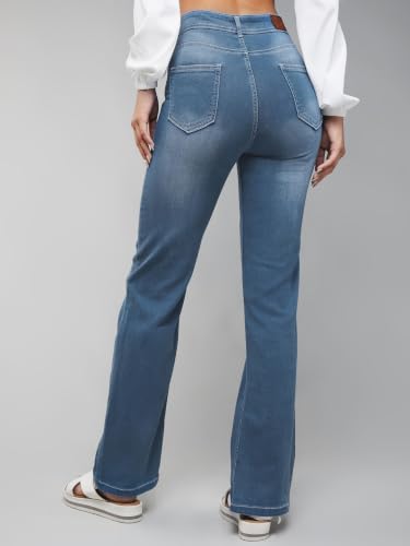 Image of Miss Chase Women's Wide-Leg High-Rise Regular-Length Stretchable Shaping Denim Jeans