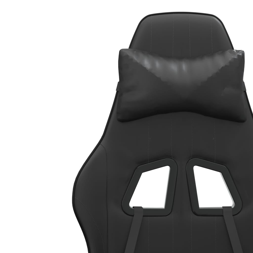 Silla para videojuegos con reposapiés y ruedas, piel sintética, ergonómica, altura regulable, giratoria, con reposabrazos y cojín lumbar para oficina, oficina en casa y comodidad para jugar