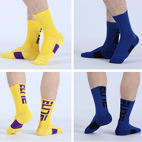 Drasex Men's Cushioned Athletic Crew Socks 4 Pack Elite Basketball Socks Sports Outdoor Compression Socks #TOP3
