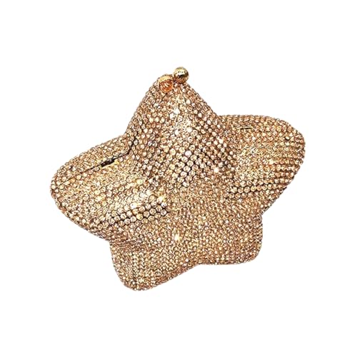 Image of Women Rhinestone Star Shape Clutch Purse Unique Crystal Evening Bag Luxury Chain Handbag for Wedding Cocktail Party | Rhinestone