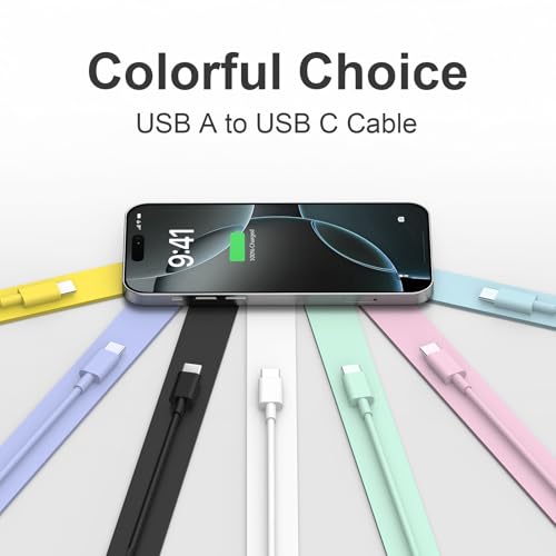 Image of USB to USB C Cable for iPhone 17 16 15 Type C Carplay 5FT Cable Purple | Fast Charging Carplay Cable, USB C Carplay Cord Compatible with iPhone 17 16 15