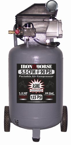 Iron Horse IHVP1520L 20-Gallon 125 PSI Max Portable Vertical Electric Air Compressor