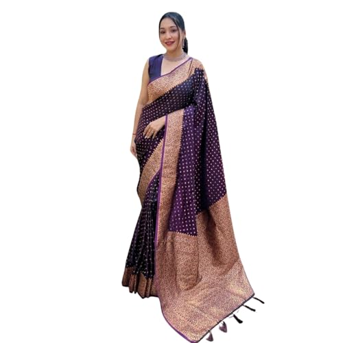 Image of Women's Kanjivaram Soft Silk Banarasi Saree With Blouse Piece | Banarasi Sari For Women | Saree with Blosepiece