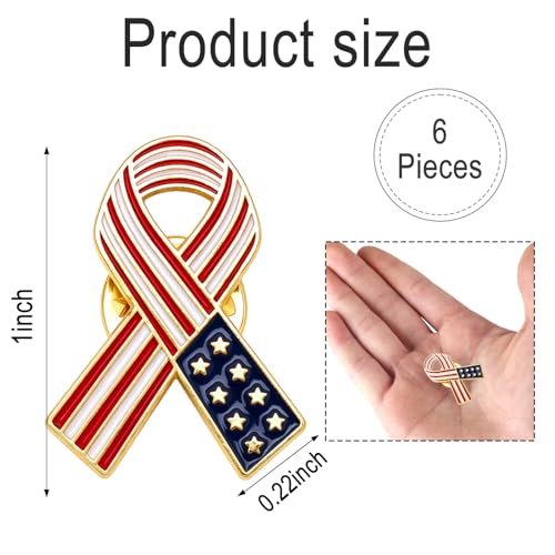 Image of 6Pcs Awareness Enamel Ribbon Lapel Pins Ribbon Brooch Pin for Charity Events Survivor Campaign Party Favors Supplies