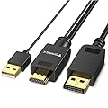 FOINNEX HDMI to DisplayPort Cable 4K, Actvie HDMI to DP Cable Support 4K@60Hz/2K@144Hz, 6.6FT Unidirectional H D M I Source to DP Display for PC, Laptop, AMD, NVIDIA, PS5, Xbox, NS