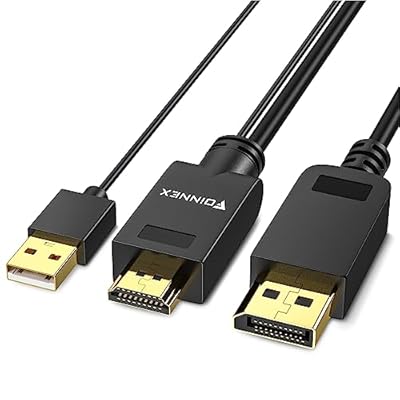 FOINNEX HDMI to DisplayPort Cable 4K, Actvie HDMI to DP Cable Support 4K@60Hz/2K@144Hz, 6.6FT Unidirectional H D M I Source to DP Display for PC, Laptop, AMD, NVIDIA, PS5, Xbox, NS
