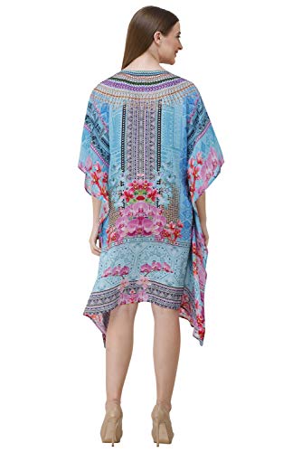 Image of RAVI RAJORIA Georgette Digital Printed Beach Wear Kaftan Blue Free Size R800 | Multi Color 2