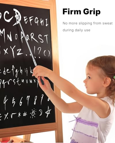 Uniclife 2 Stück Zeigestab Ausziehbar, Teleskop Lehrer Zeiger Mini Ausziehbarer Finger Zeigestock für Klassenzimmer, Verlängerbarer Handzeiger für Grundschule/Kindergarten (Bis 55 cm, Schwarz)