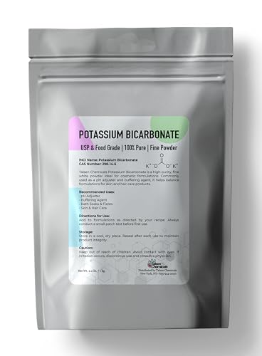 Potassium Bicarbonate Powder (1 kg / 2.2 lb) Potassium Bicarbonate Food Grade for Plants Used In Making Wine Cakes Cookies Sodium-Free Baking Substitute & pH Buffer by Talsen Chemicals