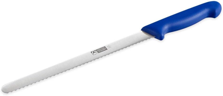 thermohauser Confectioner's knife (steel, stainless), serrated on one side, with blue plastic handle, blade 26 cm