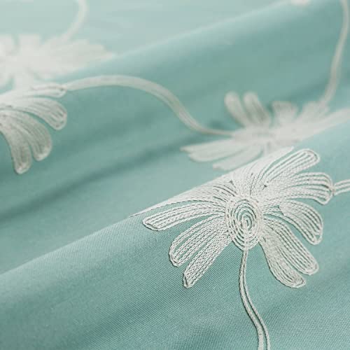 Vogol 2 Panels Floral Pattern Embroidered Elegant Faux Linen Grommet Curtains, Thermal Insulated 60% Blackout Heavy Drapes For Bedroom Living Room, Energy Efficient Window Treatments, 52 X 96 Inch #TOP5