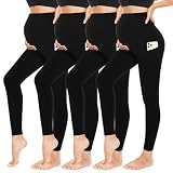 4 Pack Women’s Maternity Leggings with Pockets Over The Belly Bands for Pregnant Women Black Maternity Joggers Licras Deportivas De Mujer Athletic Summer Autumn Spring Wear Apparel Clothings