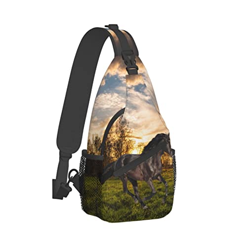 Fashion Horse Pattern Sling Backpack, Multipurpose Crossbody Shoulder Bag Travel Hiking Horse Daypack for Women Men2
