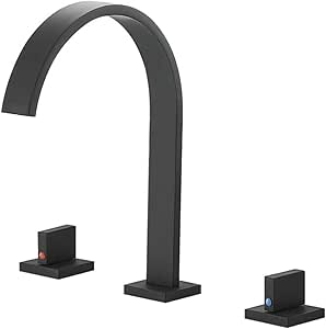 Waterfall Sink Faucet, Double Handle Gooseneck Bathroom Vanity Faucets 3 Hole Brass Waterfall ...