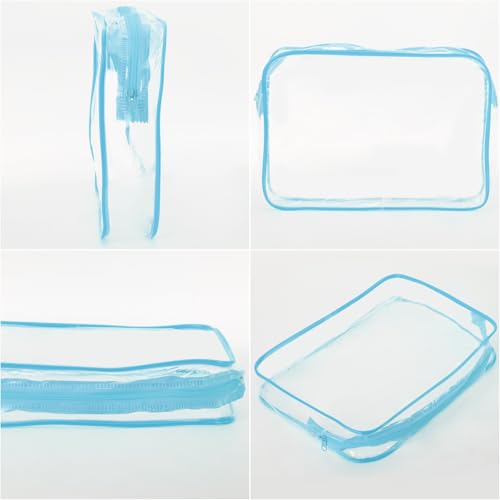 Trousse de maquillage transparente imperméable grand format bleu L - 4