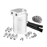RULLINE Universal 350ml Oil Catch Can Tank 0046 Aluminum Polish Baffled Reservoir Silver