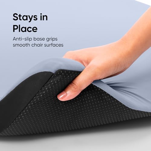 Image of Frido Cloud Seat Cushion with High-Density Memory Foam | Tailbone & Thighs Support Pillow | Washable Stretch Cover | Anti-Slip Base | Portable Handle | Ideal for Office, Car & Home Chairs, Pebble Grey