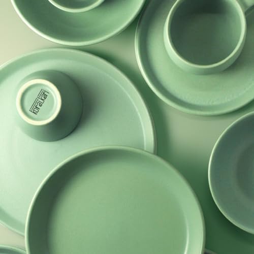 Image of Ceramic Dinner Plates, 2 Pcs | Rim Plate for Easy Eating | Microwave, Oven, Dishwasher Safe | Set of 2 Ceramic Plates for Dinner | Handmade | (Almost Blue, Dinner Plate)