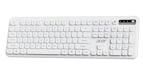 Image of Acer SoftKey Pro Wireless Keyboard | 2.4GHz USB Connectivity | Full-Size 108-Key Layout with Numeric Keypad | Silent Round Keys | Slim Minimalist Design | Windows & iOS | White | AAA Battery Included
