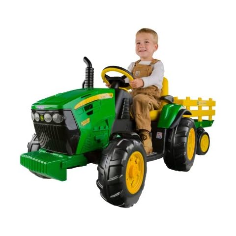 Peg Perego John Deere Ground Force Tractor with Trailer 12 Volt Ride on Cover