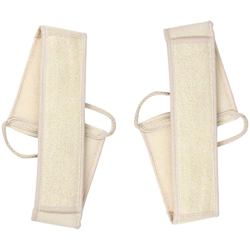2 Pcs Back Exfoliating Loofah Washer 100% Natural Luffa Loofah Loofah Back Scrubber Exfoliating Back Washers for Shower Back Exfoliator Strap Bath Sponge Body Scrubber ﻿
