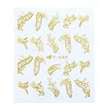 QSDFG 1 pcs Or Argent Série Nail Autocollant Glitter Chat Fleur D'été Transfert d'eau Bricolage Tatouage Beauté Nail Art