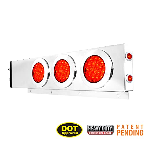 Image of GG Grand General 91022 Spring Loaded Stainless Steel Mud Flap Hanger with Red /Red LED Light, 2.5 Inches Bolt Spacing, Pair