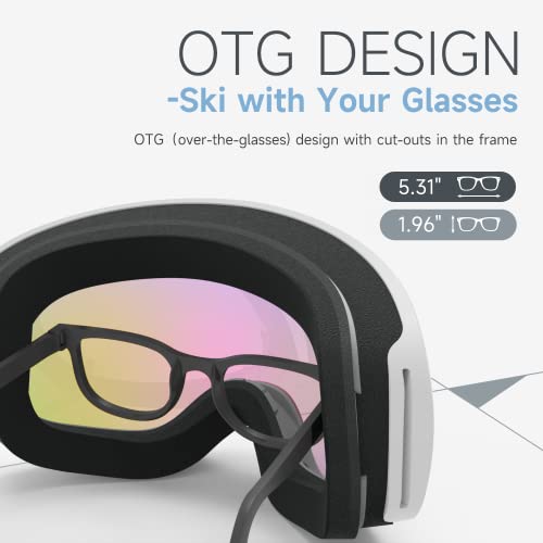 RIOROO Ski Goggles, Skiing Goggles For Snowboard Jet Snow 100% UV Protection - Image 4