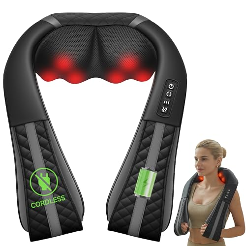 Image of Snailax Cordless Neck Massager with Heat, Shiatsu Neck Back Massager for Pain Relief Deep Tissue, 4D Kneading Shoulder Massager Pillow for Shoulder, Leg Rechargeable Massage Gifts for Mom, Dad