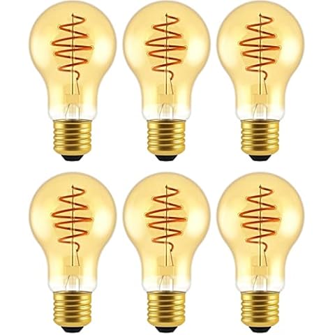 Energetic GLS Vintage Gold Spiral Filament LED Light Bulb, E27, 4.9W, 400 Lumens, Warm White 2200K - 6 Pack Cover