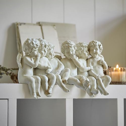 Six petits anges réunis Loberon Léon objet d'art blanc vieilli - 3