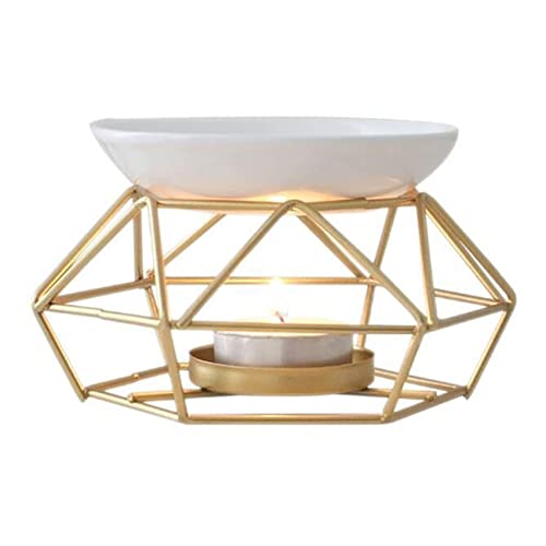 Jiaminye Brûleur à huile essentielle en céramique - Brûleur en métal pour huiles essentielles - Brûleur à cire - Brûleur avec coque ronde en céramique Cover