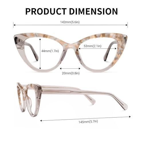 Image of VOOGLAM Cat Eye Style Oversized Glasses Frames for Women, Patchwork Anti-blue Light Anti Glare Glasses-7703