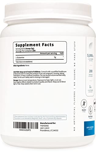 5X Strength L Glutamine Powder (5000Mg | 1Kg) 6-Month Supply Pure L-Glutamine Supplement For Leaky Gut Health, Gastrointestinal Lining Support & Recovery For Women/Men - Vegan, Gluten Free, No Fillers #TOP1