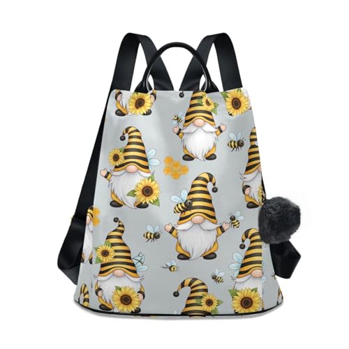 Sac à dos femme voyage sécurisé imprimé nain abeille avec poche zippée dos