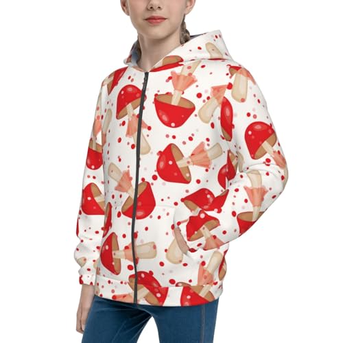 Cute Mushroom Kid Hoodies Boys Zip Up Sweatshirts Girls Pullover with Pocket