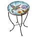 Hummingbird Round Glass Metal Indoor Outdoor Garden Patio Accent Table