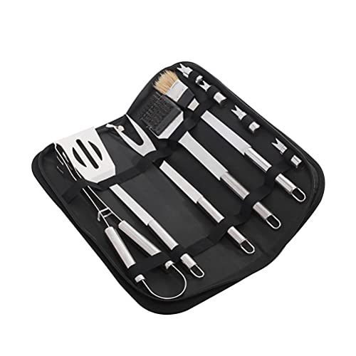 Set barbecue en acier inoxydable durable 9 accessoires de grillade et sac rigide