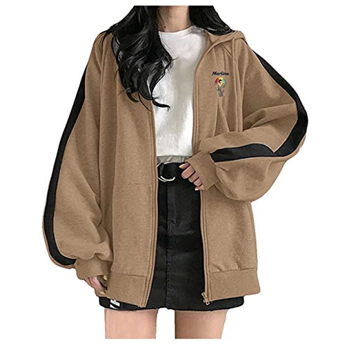 Skang Pullover Damen Elegant Damen Zip Hoodie Fashion Oversized Print...