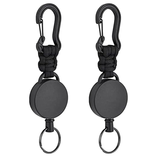 AOMIG 2 Pack Retractable Keychain, Multitool Carabiner Badge Holder, Retractable ID Badge Clip Reel, Retractable Key Chain