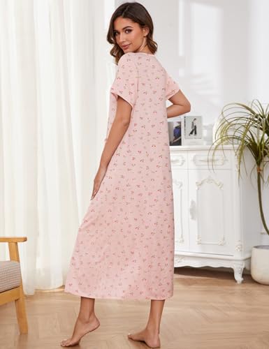 Image of Bloggerlove Zipper Front Robes for Women House Coat Half Sleeve Loungewear Long Nightgown with Pockets S-3XL