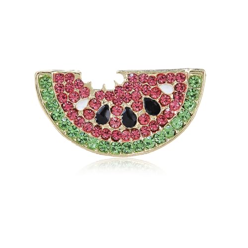 Image of Crystal Fruit Brooch for Women Men Colorful Rhinestones Lapel Pin Beautiful Watermelon Brooches Jewelry for Dresses Hat Bag