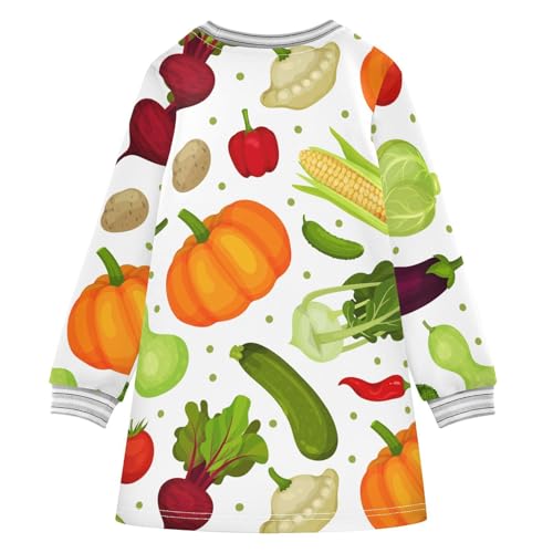 Fresh Vegetable Girls Dresses Long Sleeve Sweatshirt Dress for Girls Winter Toddler Casual A Line Dresses Size 2-8T2