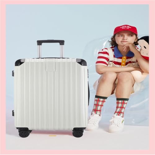 Suitcase Luggage Suitcase For Men And Women 20 Inches New Zipper Silent Universal Wheel Trolley Luggage Code Box Luggage(White,20in)4