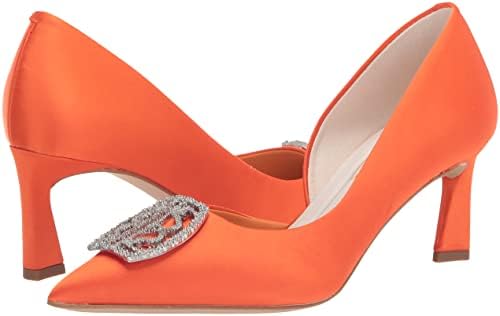 Franco Sarto Womens Tana Pointed Toe D'Orsay Mid Heel Pump, Vivid Orange Satin, 5 | Image 6