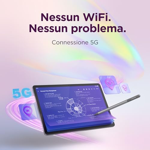 Lenovo Idea Tab Tablet - Display 11" 2.5K (2560X1600) 90Hz, Processore Mediatek Dimenity 6300, Ram 8GB, Memoria 256GB, 5G, Wifi 5, Tablet Android 15, Tab Pen Inclusa - Polar Blue - 9