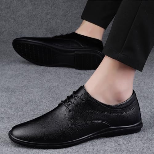 Men's Lace Up Leather Dress Shoes Business Casual Flat Oxford Spring Gentleman Versatile Work Footwear2
