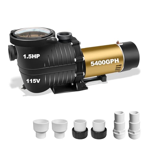 1.5HP Two Speed Swimming Pool Pump, 115Vac w/Power Cord, 5400GPH Water Flow, 42FT Hmax, Energy Saving In/Above Ground Pool Pump
