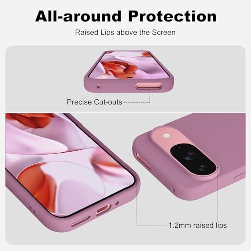 Image of Tobfit Back Cover Case Compatible with Google Pixel 9 /9 Pro, Case Cover Rugged Flexible Durable Anti-Slip Silicone Protection Shockproof Google Pixel 9 /9 Pro Back Cover (Rose Purple)