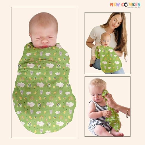 Image of NEW COMERS Baby Muslin Cloth Set | 6 Pcs Double Layered Pure Cotton Swaddle Wrap | Soft & Absorbent Baby Burp Cloth & Reusable Washcloth Towels, White (SBW 01)